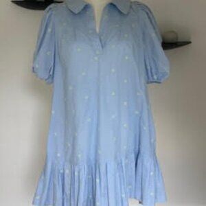 MAJE HEART EMBROIDERED PUFF SLEEVE MINI DRESS